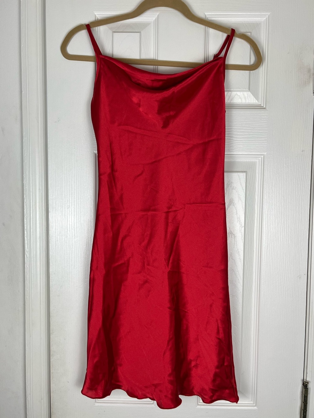 Bebe Red Silky Satin Slip Dress Sz XS Romantic Sexy